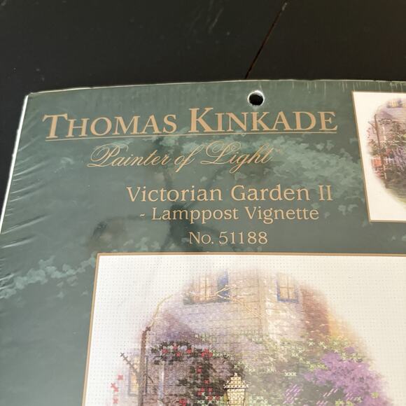 Thomas Kinkade Cross Stitch Kit Embellished Victorian Garden II Lamppost 51188 - Picture 3 of 4